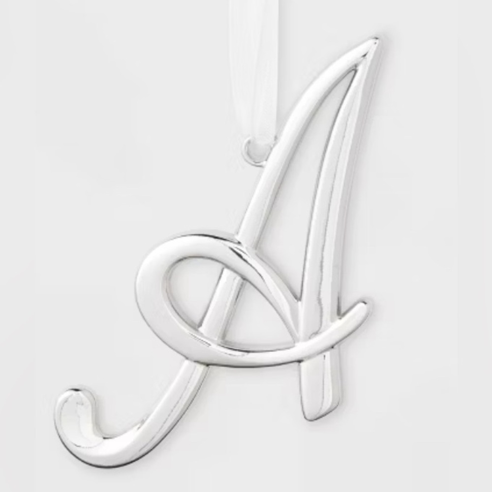 New Metal Monogram Christmas Tree Ornament Silver - Wondershop